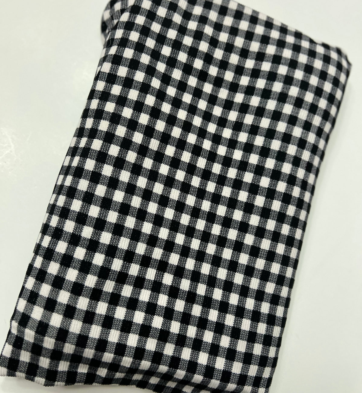 BLACK/WHITE MINI BUFFALO PLAID BABY RIB