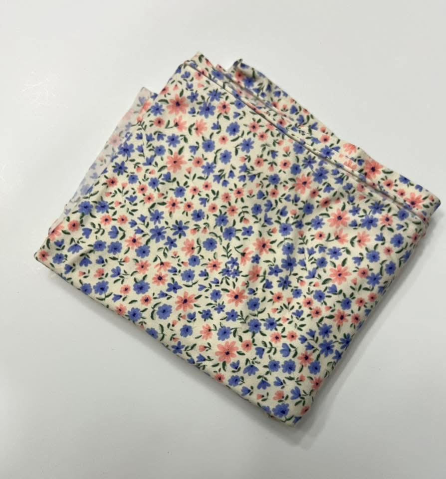 Blue/Pink Dainty Floral on Cream