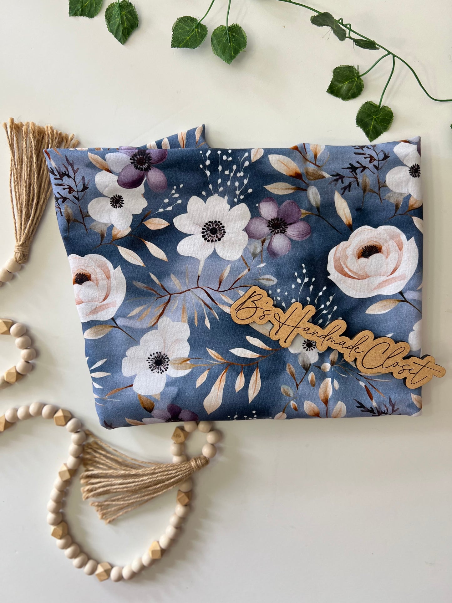 BLUE & PURPLE WINTER FLORAL COTTON SPANDEX