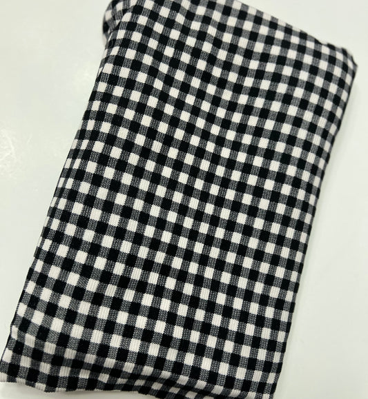 BLACK/WHITE MINI BUFFALO PLAID BABY RIB