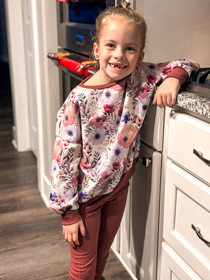 SHADES OF PURPLE COZY FLORAL FRENCH TERRY
