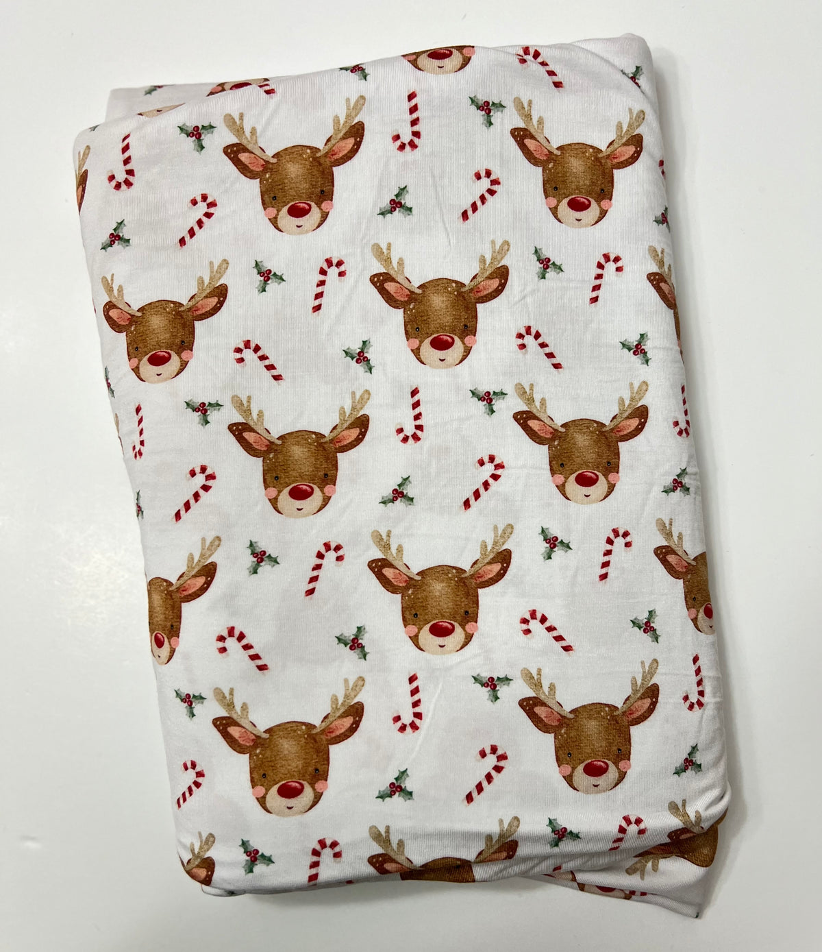 REINDEER ON WHITE - BAMBOO SPANDEX