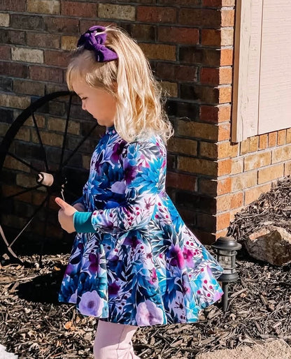 TEAL & PURPLE COZY FLORAL COTTON SPANDEX