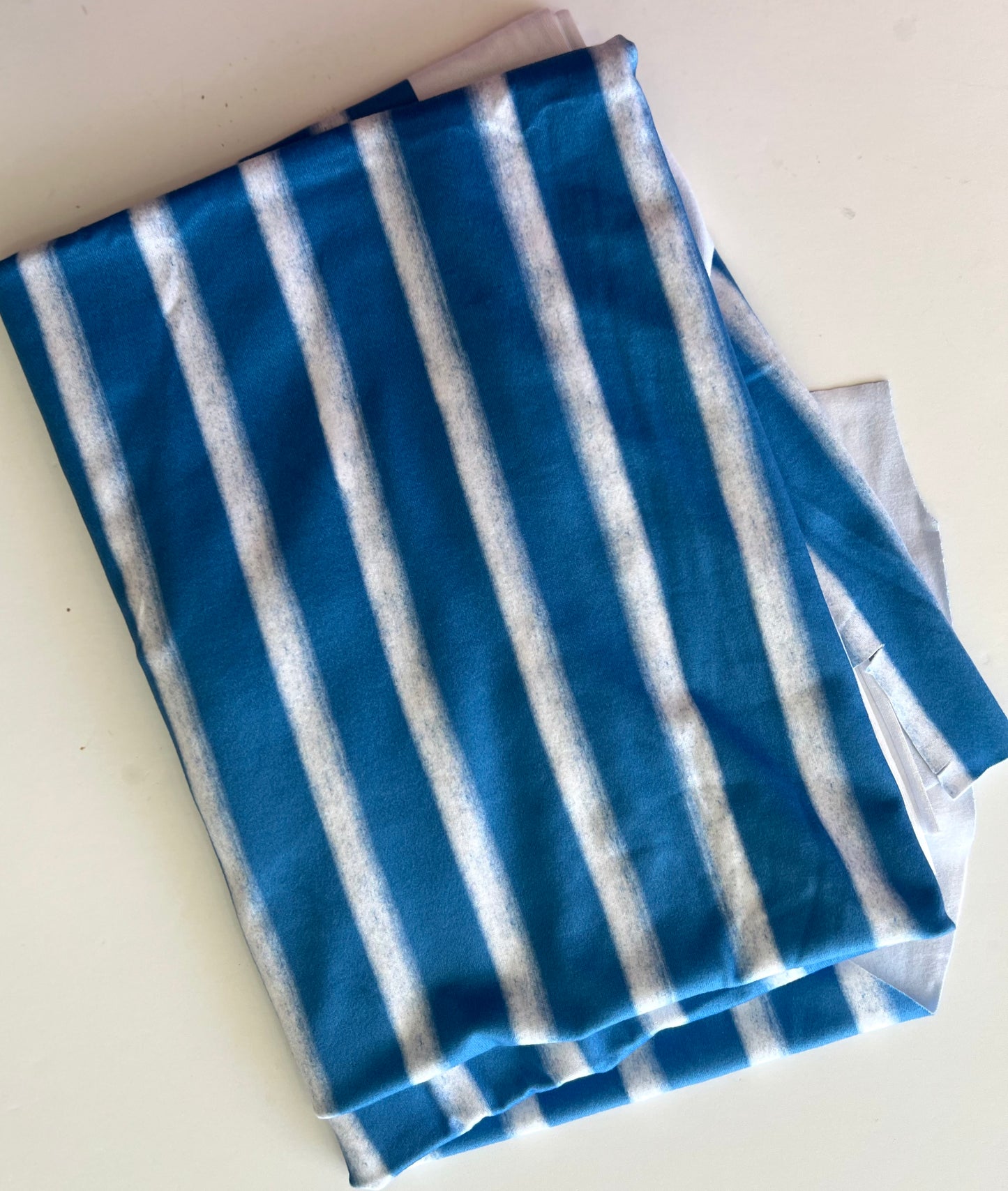 White Stripe on Blue