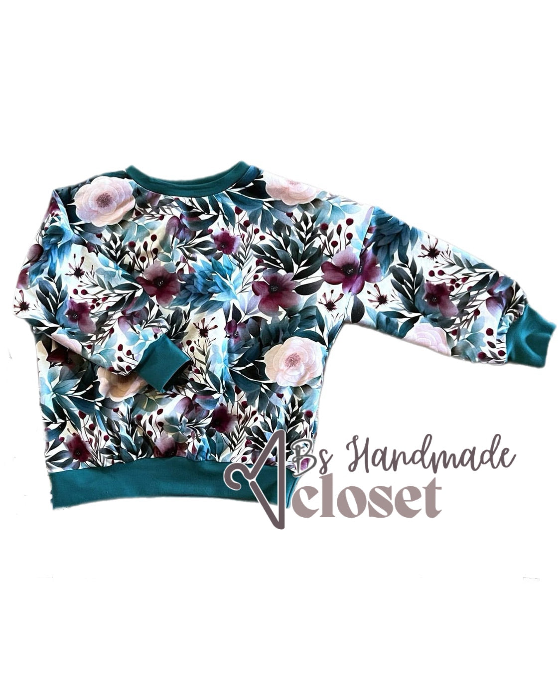 TEAL & PURPLE COZY FLORAL COTTON SPANDEX