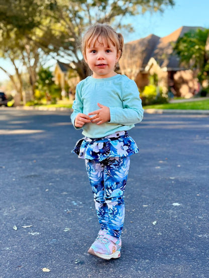 BLUE & WHITE WINTER FLORAL COTTON SPANDEX